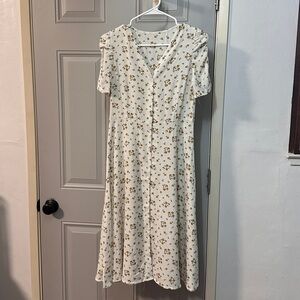 SHEIN White Floral Midi Dress